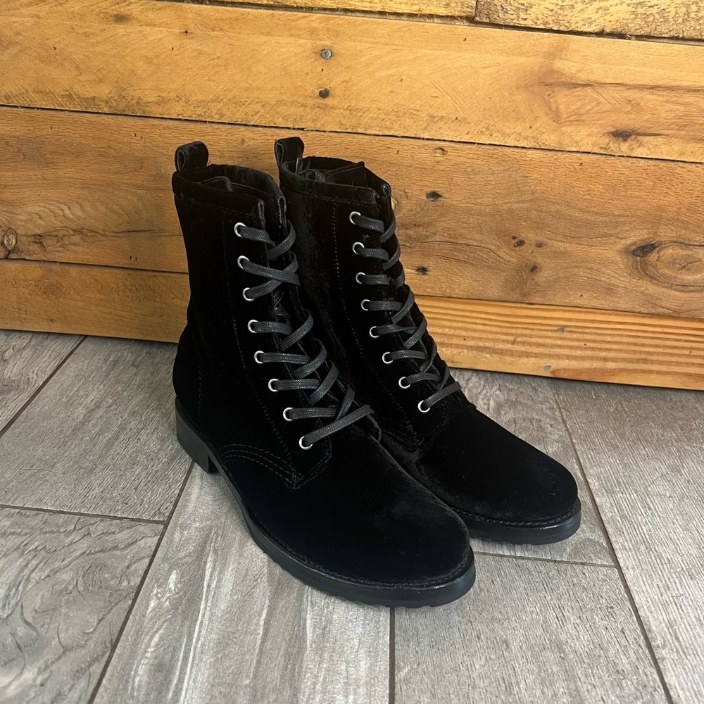 Frye Veronica Velvet Combat Boots - Picture 2 of 11